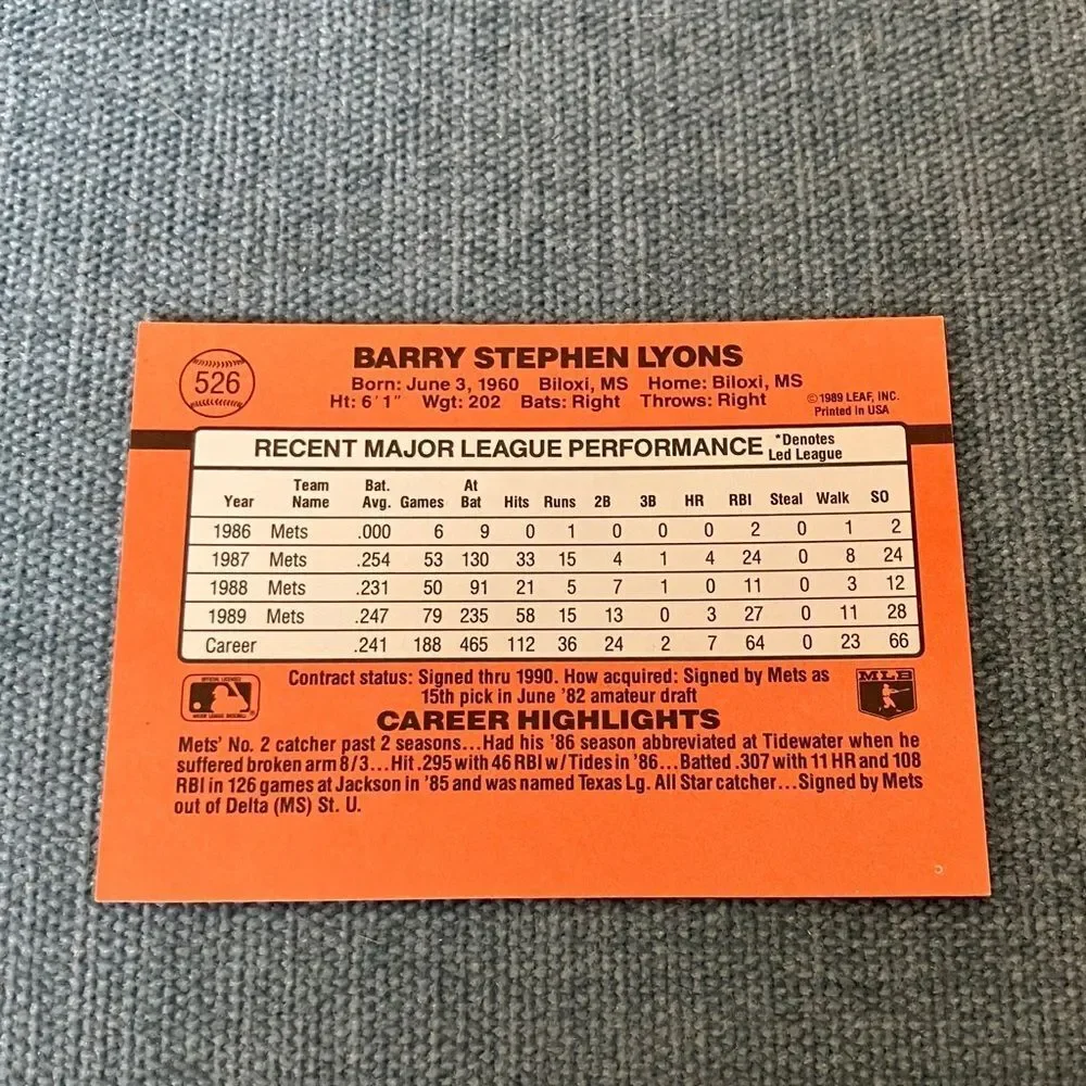 1990 Donruss New York Mets Baseball Card Trading Card